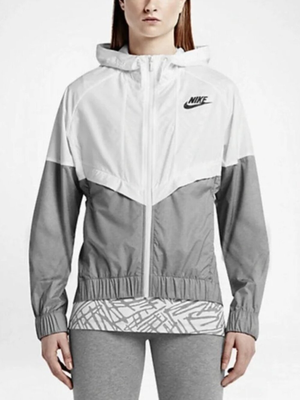 Nike Sportswear Windrunner Hoodie Women's Training Jacket Sz Small White Grey